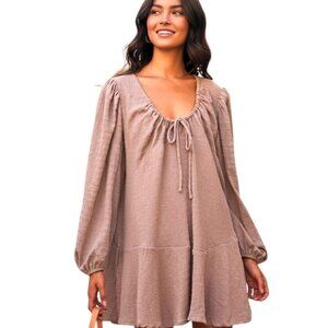 Free People Anderson Mini Dress Extra Small Taupe